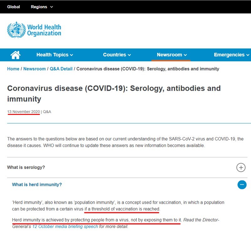 2020 12 28wereldgezondheidsorganisatie verwijdert natuurlijk verkregen immuniteit van haar website2